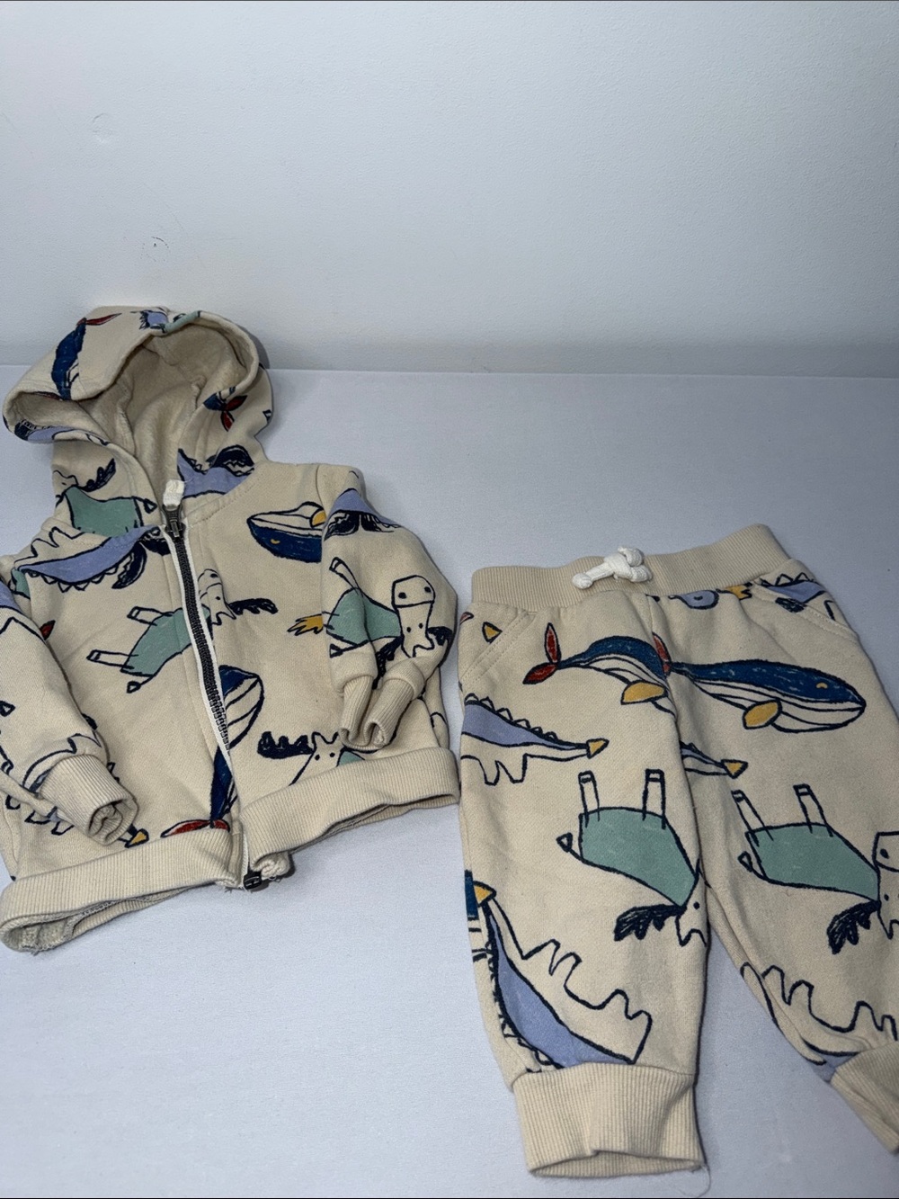 Carter's Cream Dinosaur Print Hoodie & Jogger Set